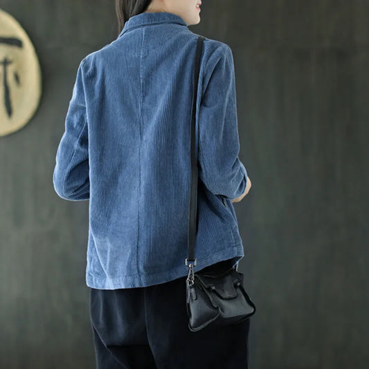 Blazers Women Corduroy Daily Popular Oversized Notched Vintage Pure Harajuku Simple Stylish Autumn All-Match Retro Ins College