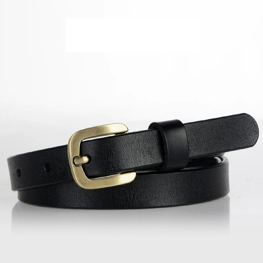 Leather Gold Pin Buckle Belt