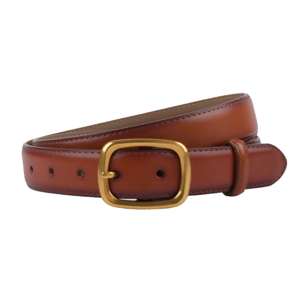 Leather Belt with Gold Buckle