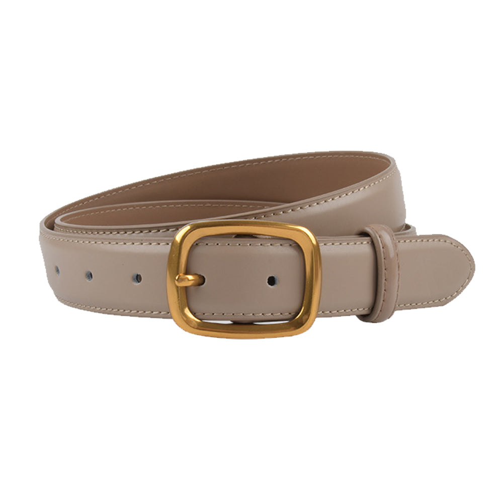 Leather Belt with Gold Buckle