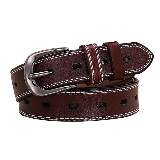 Leather Belts with Alloy Pin Buckle Design