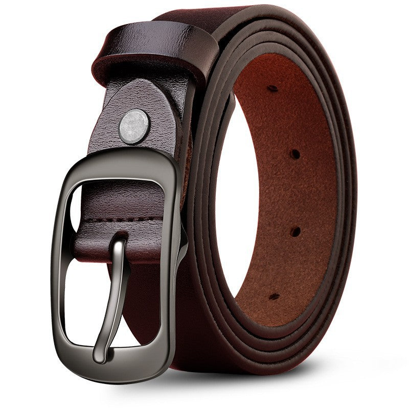 Leather Pin Buckle Top Layer Belt
