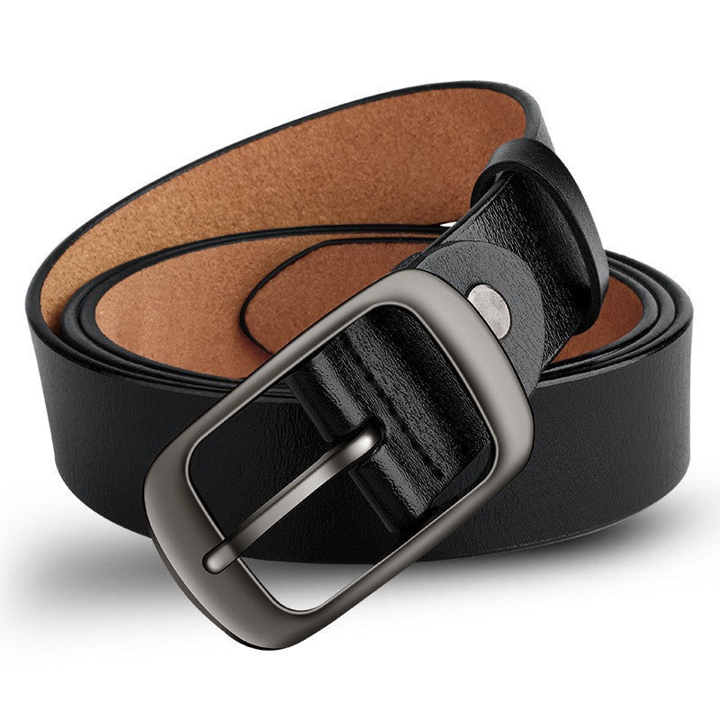 Leather Pin Buckle Top Layer Belt