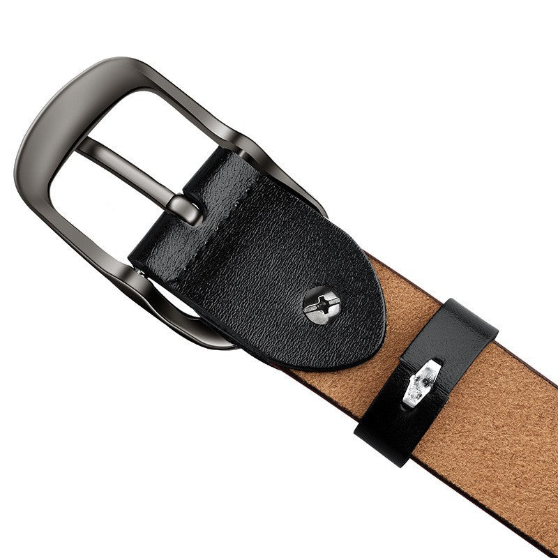 Leather Pin Buckle Top Layer Belt