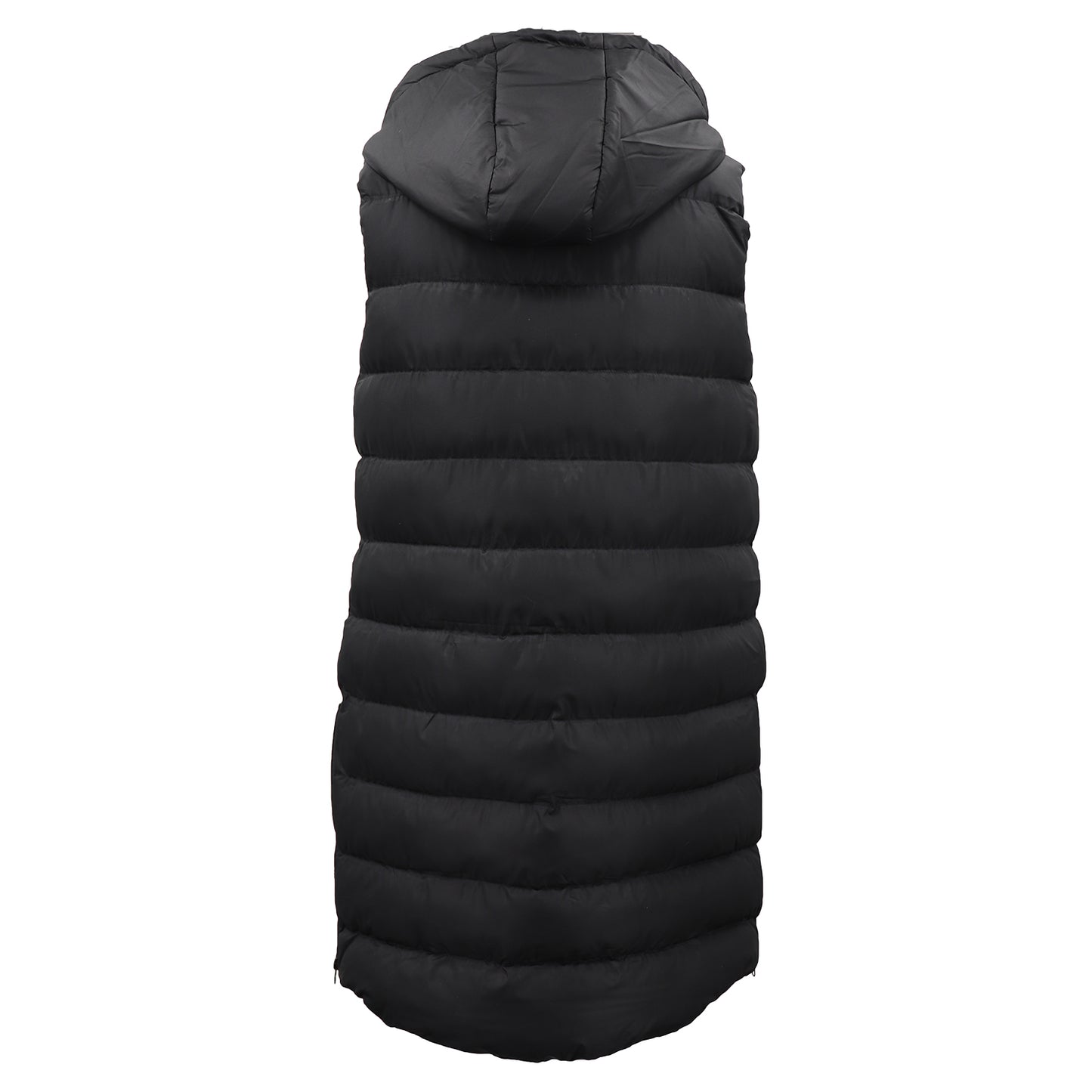 Longline Padded Vest Hooded Puffy Jacket