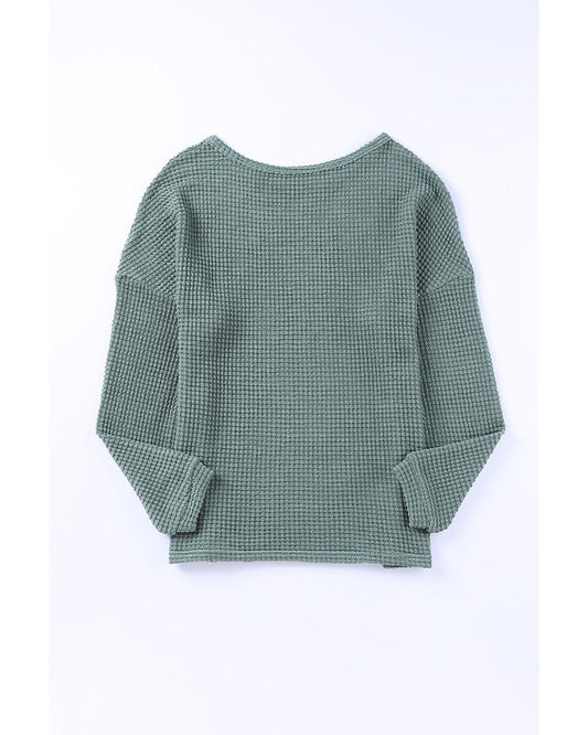 AZURA EXCHANGE Waffle Knit Long Sleeve Top