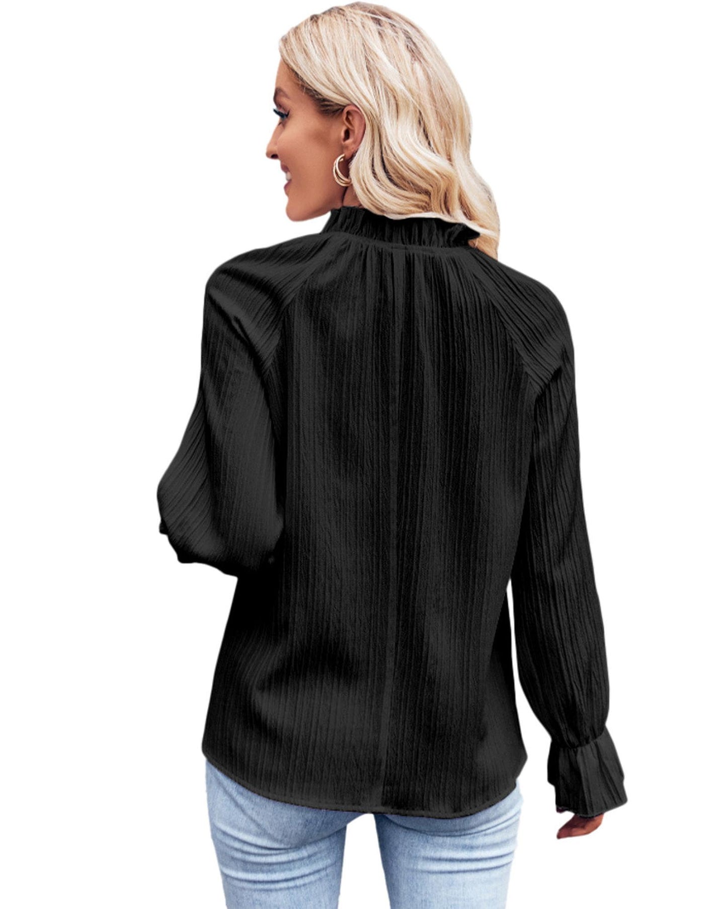 AZURA EXCHANGE Frilled Mock Neck Blouse
