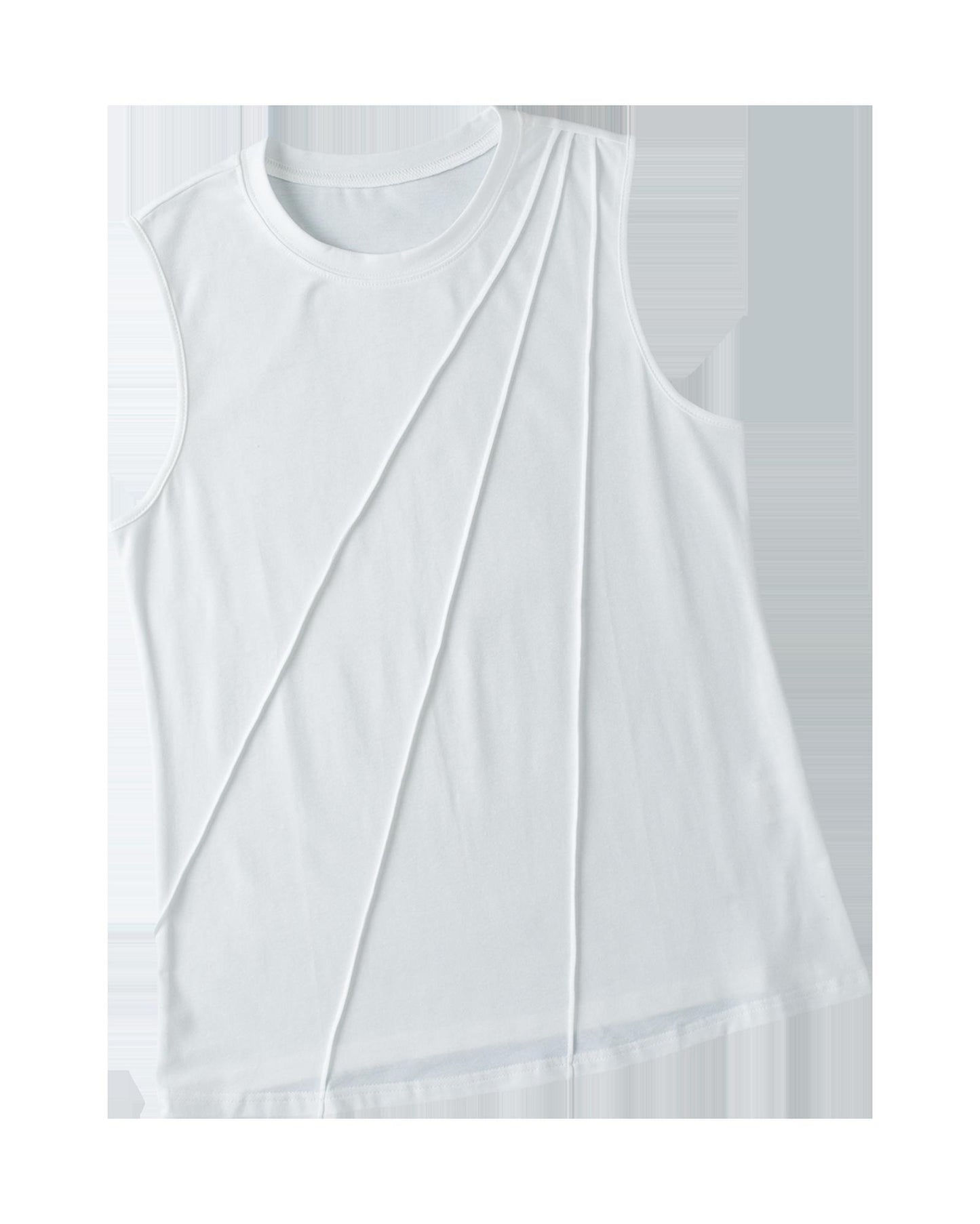 AZURA EXCHANGE Crew Neck Pleated Tank Top
