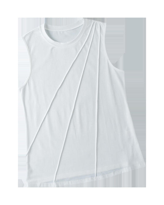 AZURA EXCHANGE Crew Neck Pleated Tank Top