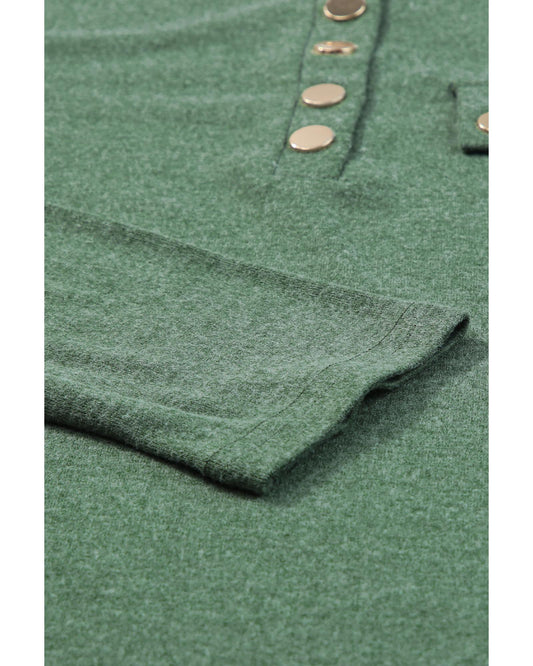 Mist Green Snap Button Henley Top