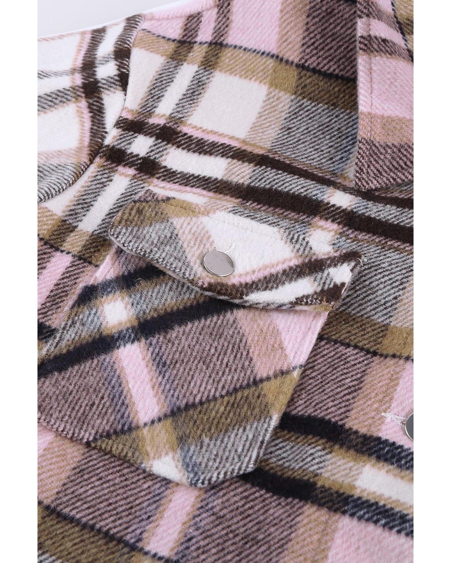 Geometric Plaid Print Pocketed Shacket