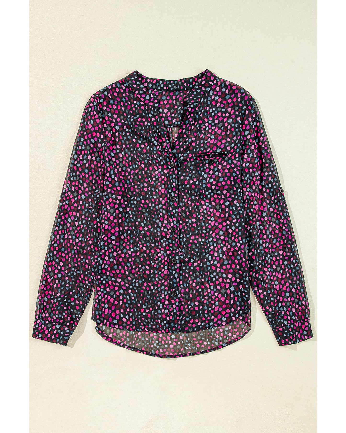 Grape Wine Polka Dot Printed Buttoned Shirt