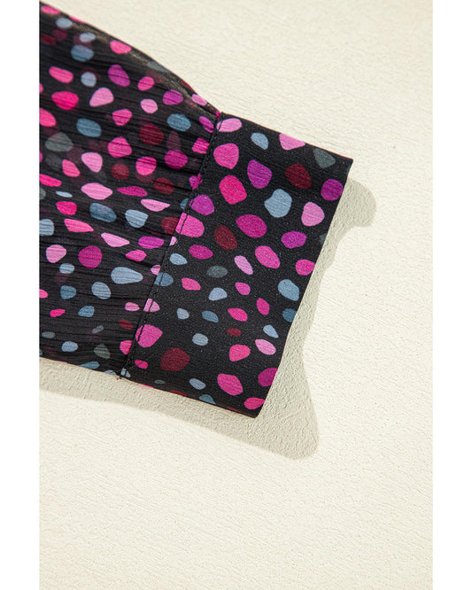 Grape Wine Polka Dot Printed Buttoned Shirt
