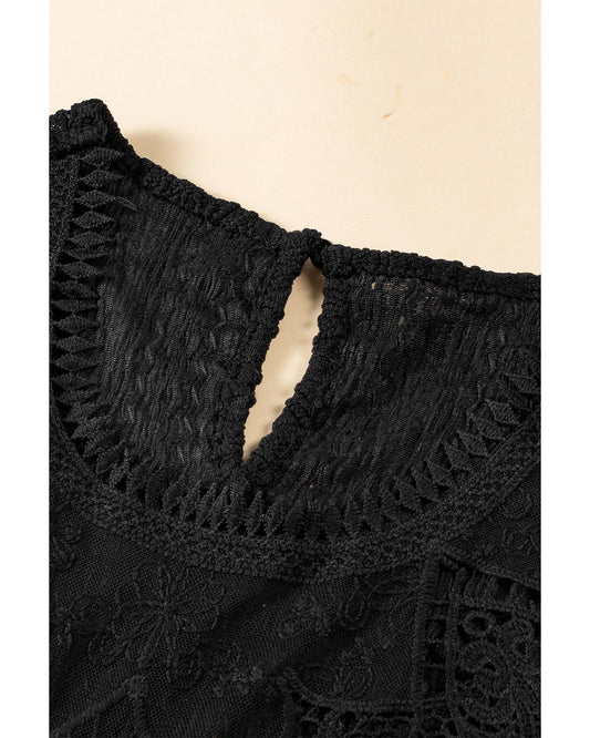 Guipure Lace Crochet Keyhole Back Tank Top