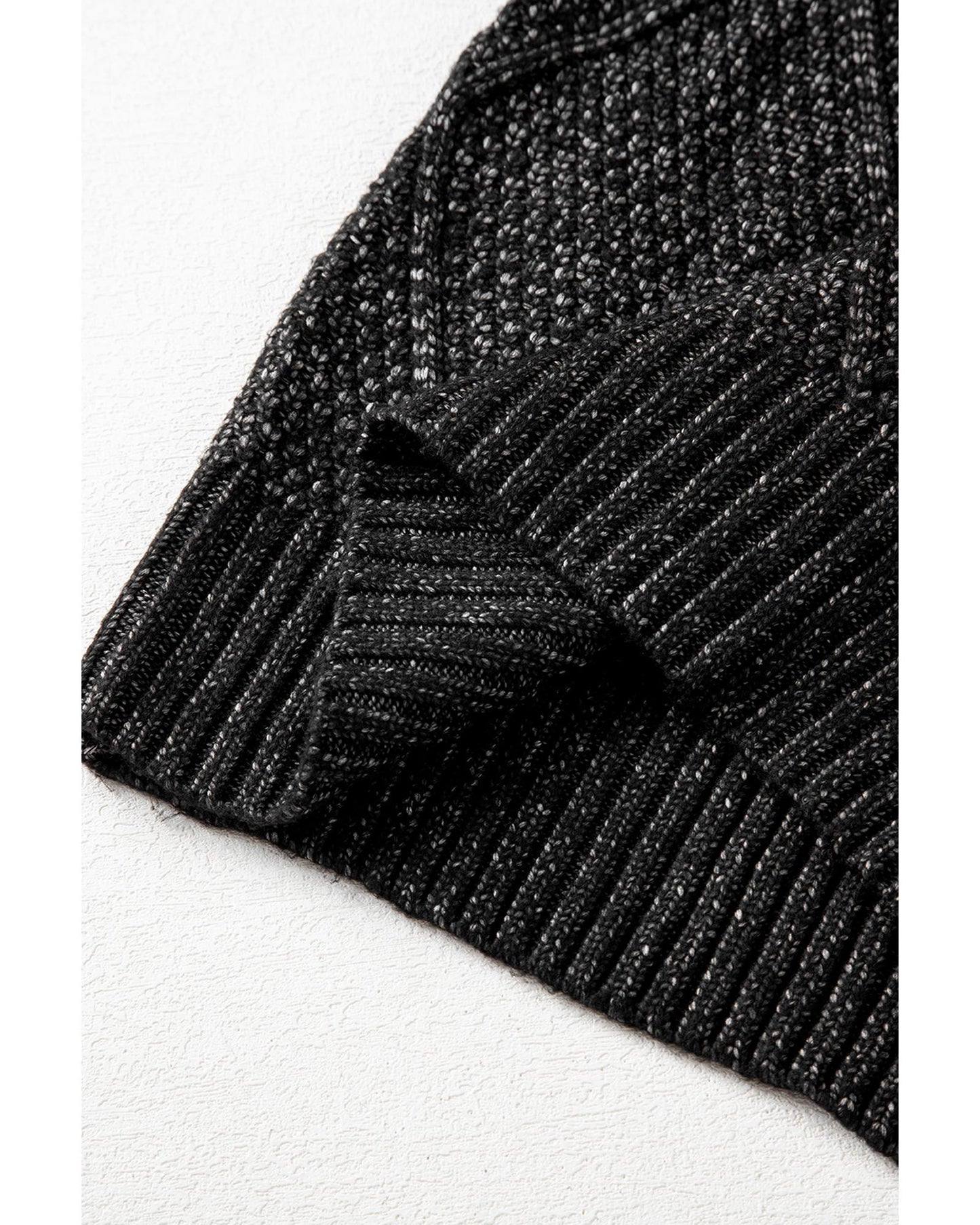 Black Cable Knit Drop Shoulder Loose Fit Sweater Dress - L