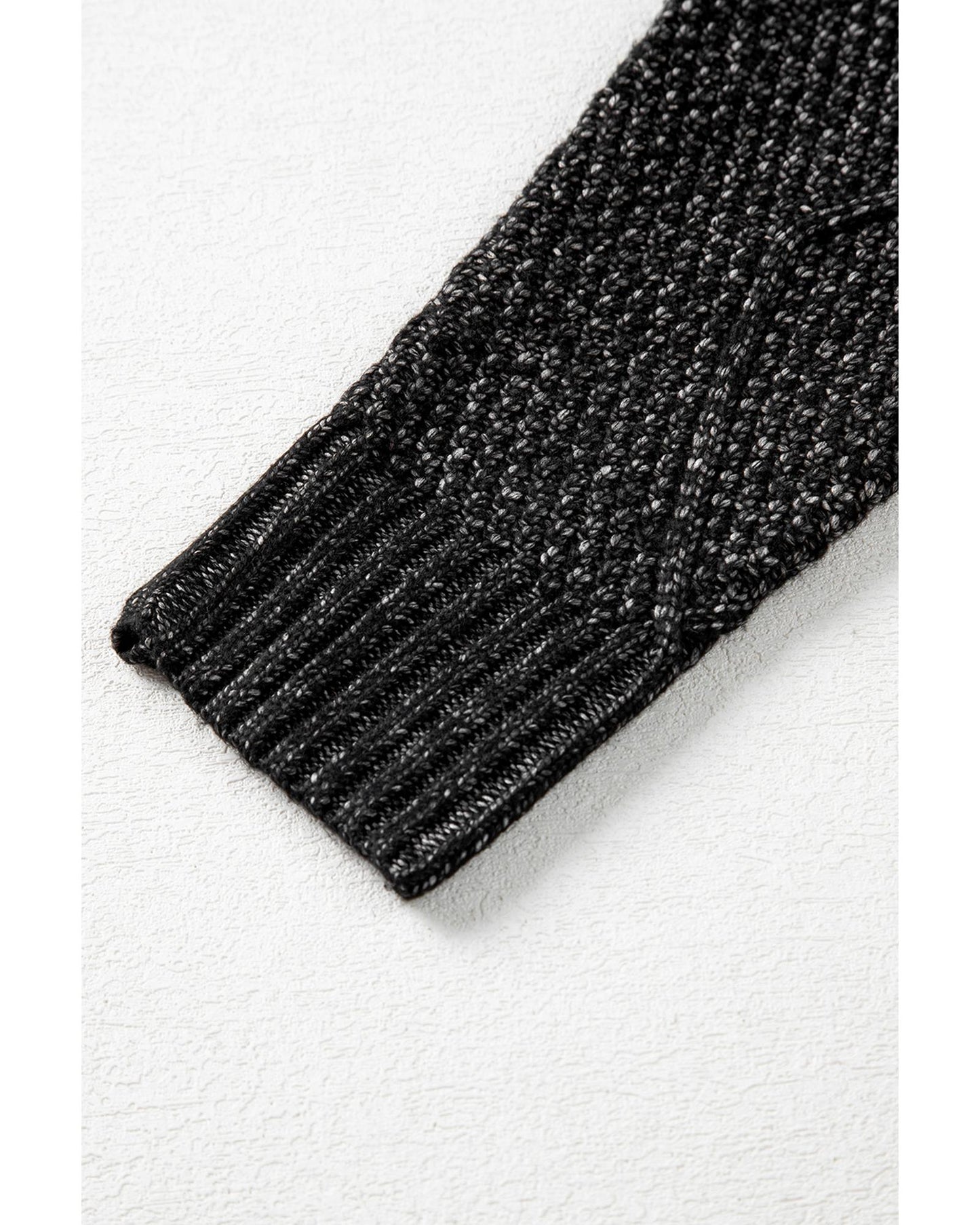 Black Cable Knit Drop Shoulder Loose Fit Sweater Dress - L
