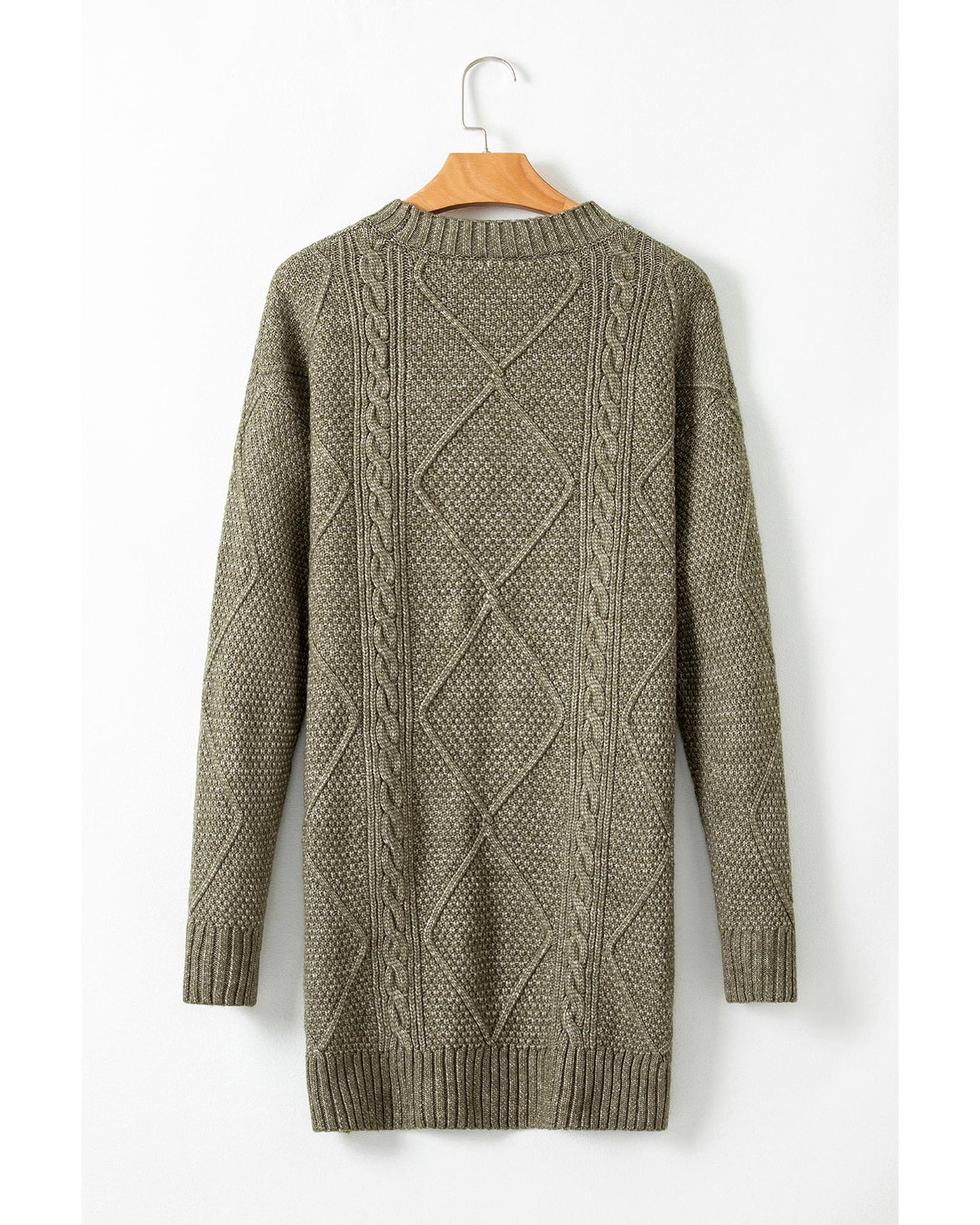 Cable Knit Drop Shoulder Loose Fit Sweater Dress