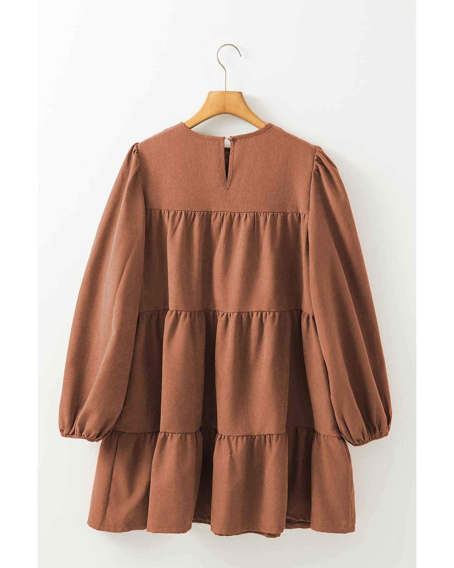 Chestnut Floral Lace Crochet Tiered Ruffled Mini Dress - XL