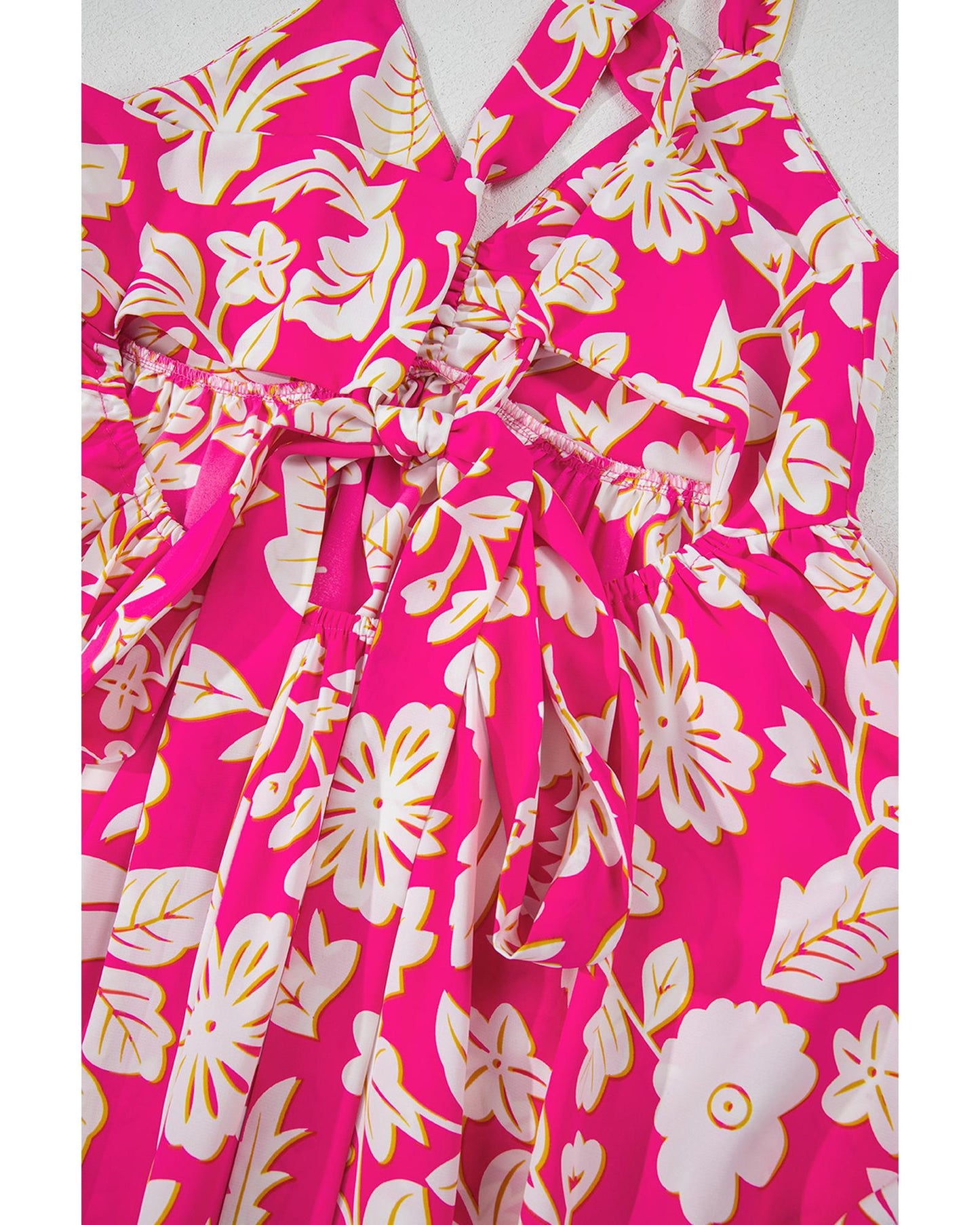 Rose Floral V Neck Crisscross Backless Maxi Dress - XL