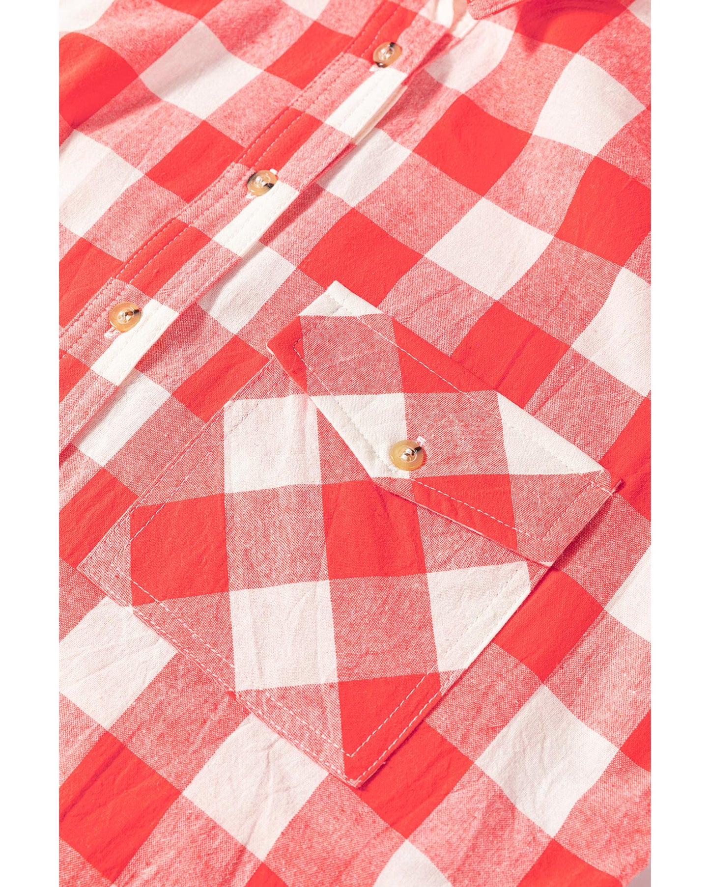 Pink Oversized Plaid Puff Sleeve Round Hem Shirt Dress - L