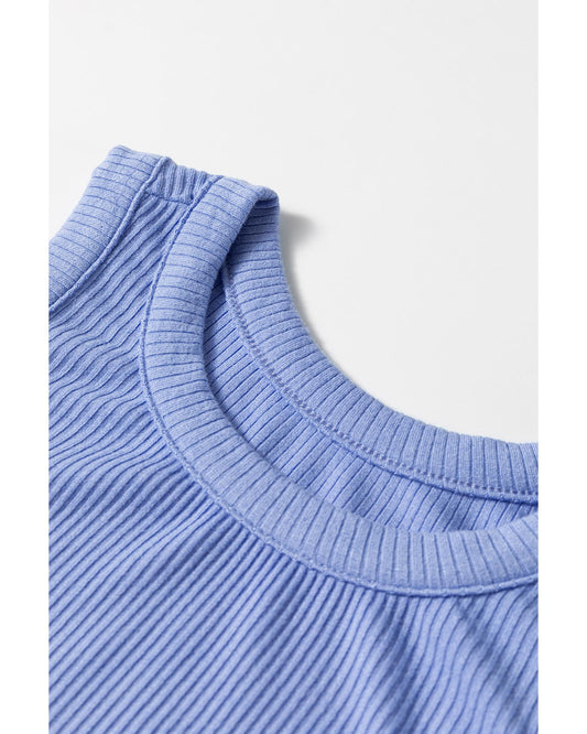 Ribbed Vest Patchwork Tiered Midi Dress with Pockets