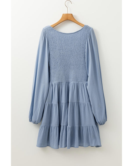 Ashleigh Blue V Neck Smocked Tiered Mini Dress