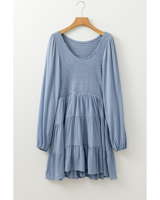 Ashleigh Blue V Neck Smocked Tiered Mini Dress
