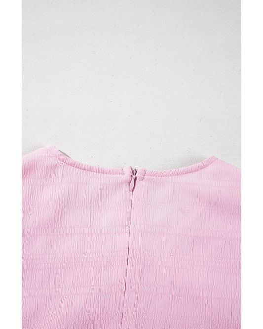 Bonbon Textured Bubble Sleeve High Waist Mini Dress - L