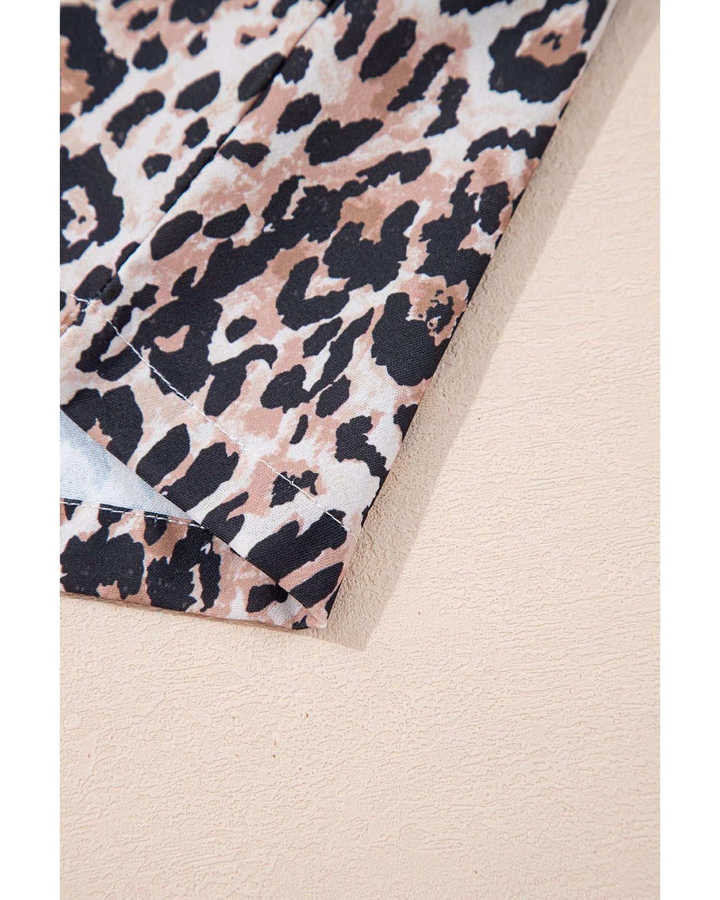 Brown Leopard Print Crew Neck Shift Short T Shirt Dress - M