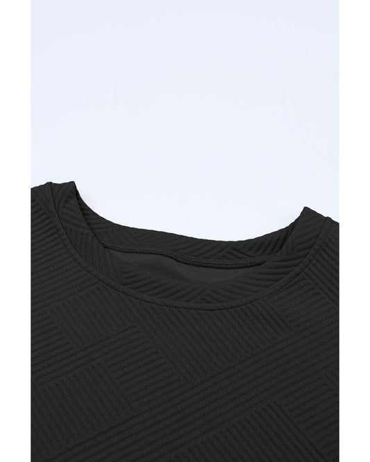 Textured Loose Fit T Shirt and Drawstring Pants