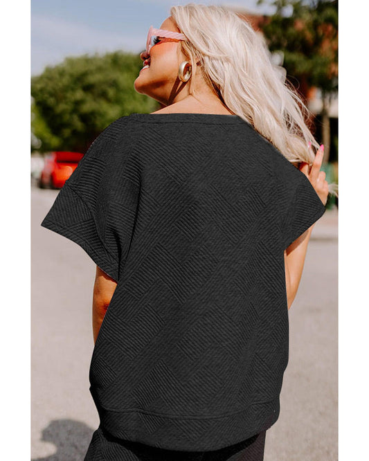 Textured Loose Fit T Shirt and Drawstring Pants