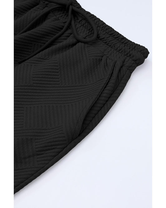 Textured Loose Fit T Shirt and Drawstring Pants