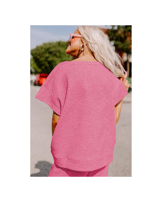 Textured Loose Fit T Shirt and Drawstring Pants