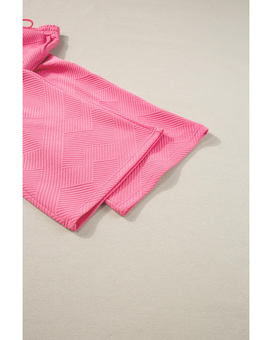 Textured Loose Fit T Shirt and Drawstring Pants
