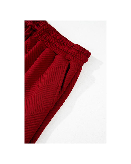 Textured Loose Fit T Shirt and Drawstring Pants