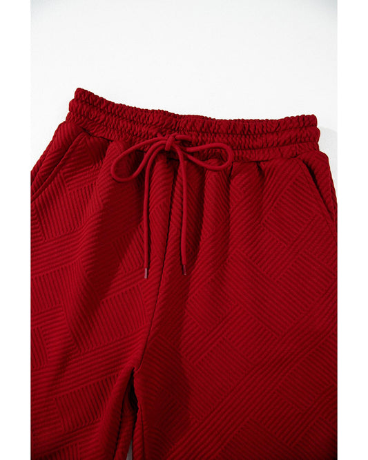 Textured Loose Fit T Shirt and Drawstring Pants
