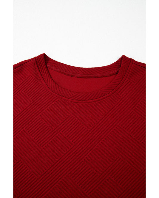 Textured Loose Fit T Shirt and Drawstring Pants