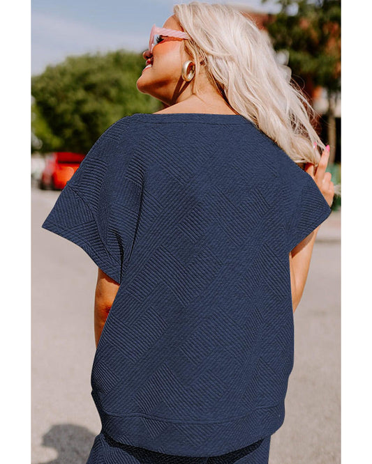 Textured Loose Fit T Shirt and Drawstring Pants
