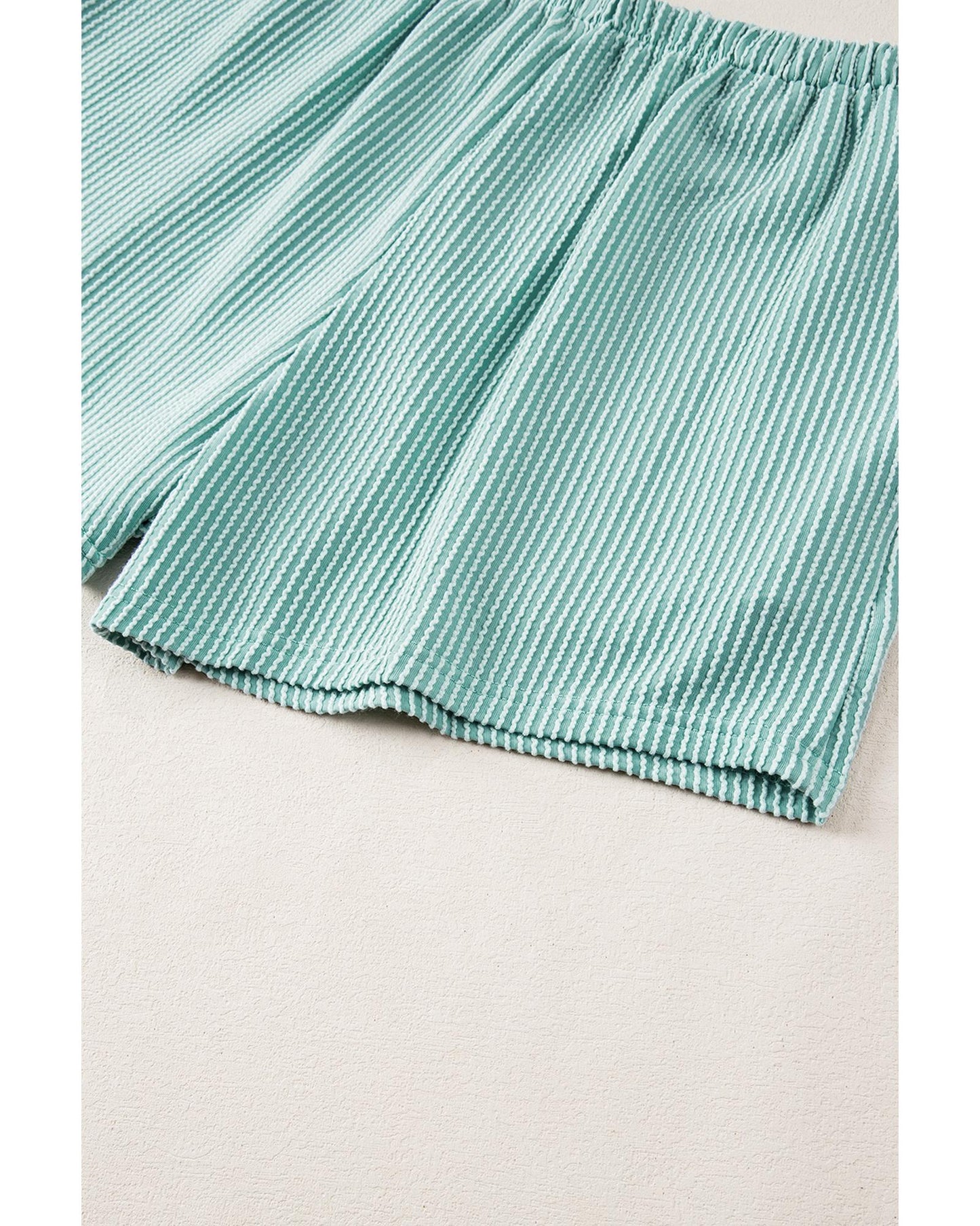 Ribbed Textured Knit Loose Fit Tee and Shorts Set