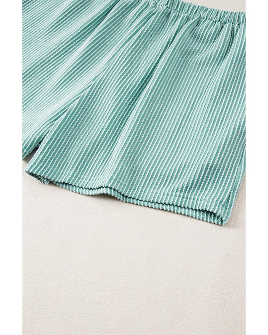 Ribbed Textured Knit Loose Fit Tee and Shorts Set