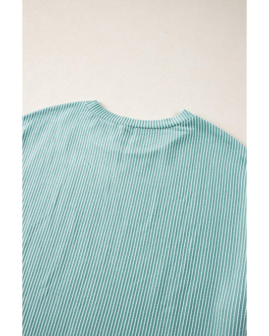 Ribbed Textured Knit Loose Fit Tee and Shorts Set