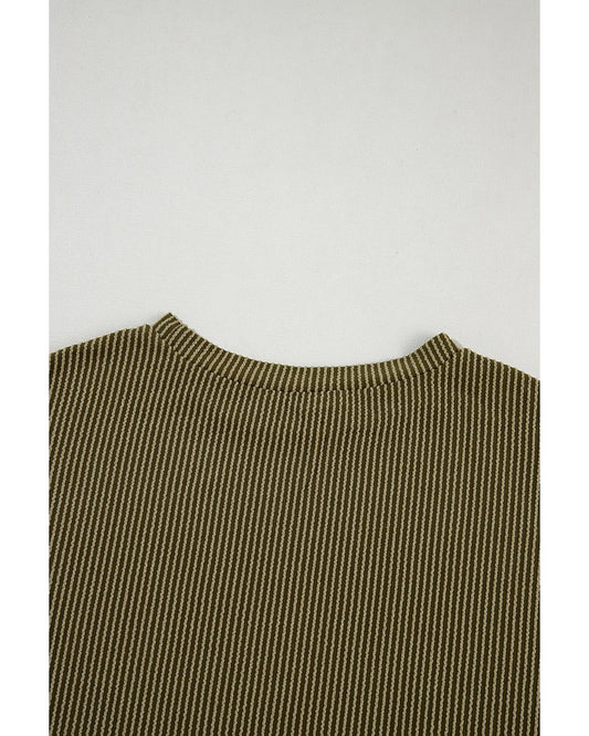Ribbed Textured Knit Loose Fit Tee and Shorts Set