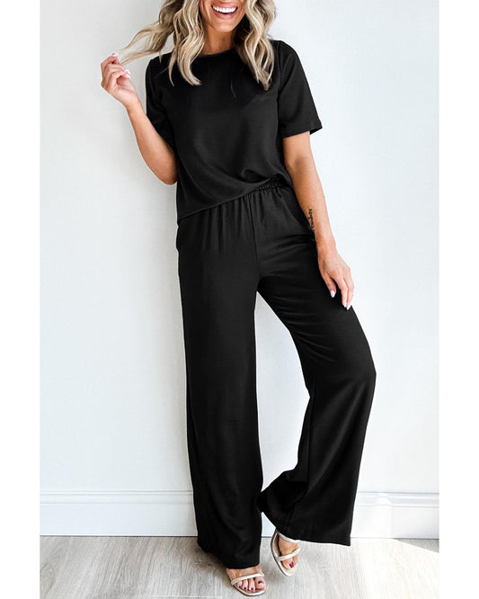 T Shirt Wide Leg Pants Set