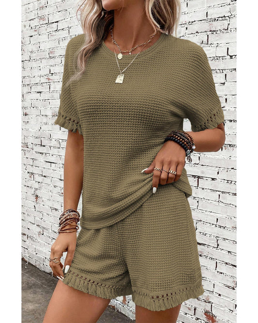 Trim Textured Short Two Piece Set
