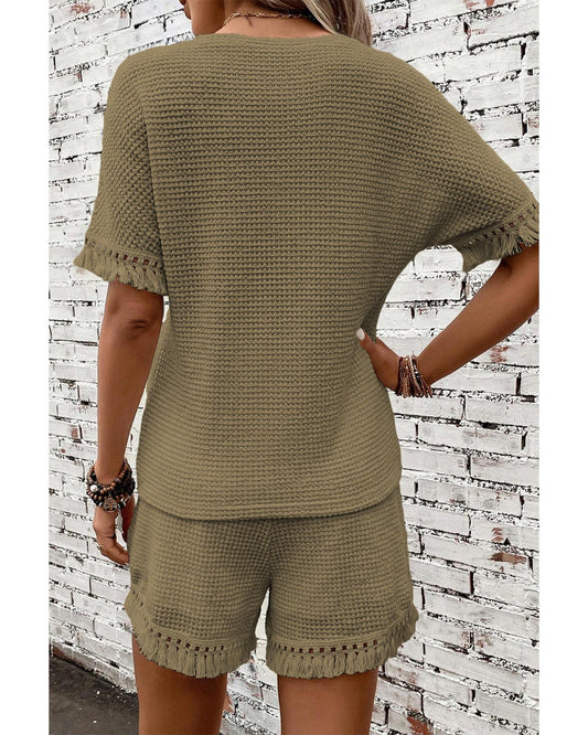 Trim Textured Short Two Piece Set