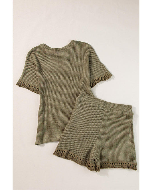 Trim Textured Short Two Piece Set