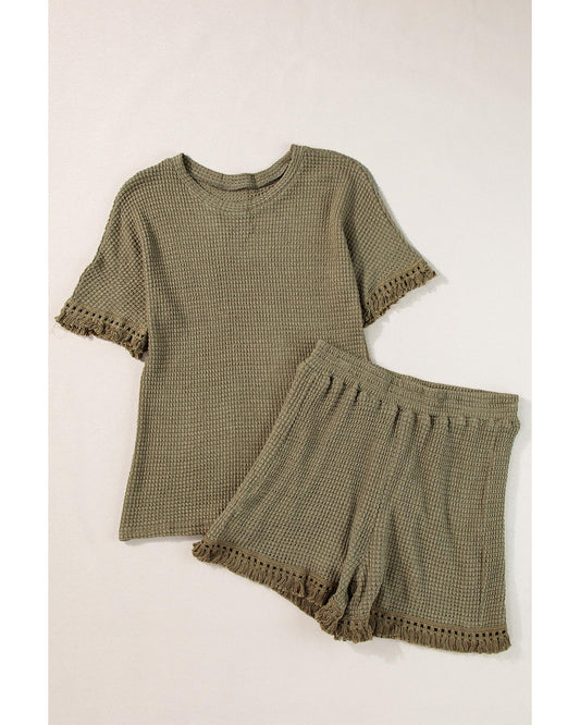 Trim Textured Short Two Piece Set