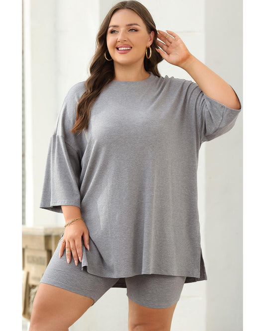 Loose Tunic Top and Slim Shorts Set