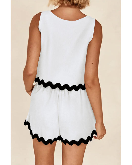 Ricrac Trim Tank Top and Elastic Waist Shorts