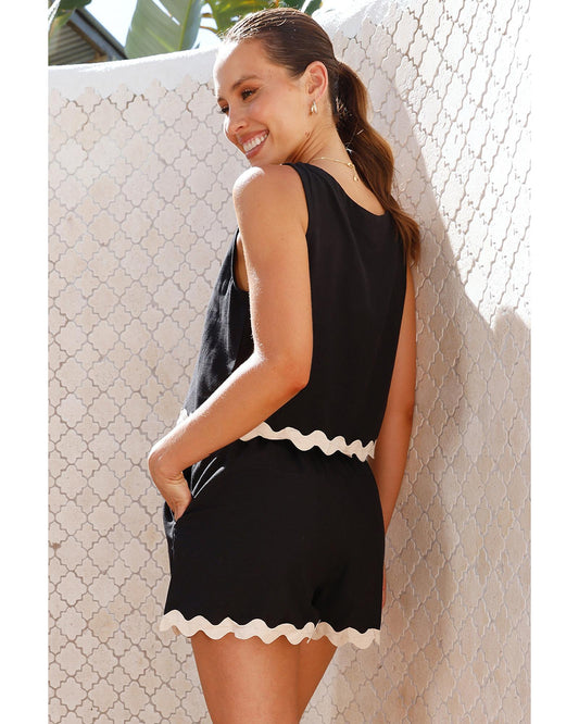 Ricrac Trim Tank Top and Elastic Waist Shorts